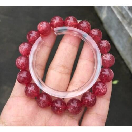Genuine Natural Shinning Strawberry Quartz Red Star Light Clear Round Beads Bracelet 10mm Women Men Fashion Stone AAAAA