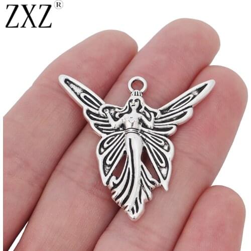 ZXZ 20pcs Butterfly Angel Fairy Charms Pendants Beads for Jewelry Making Findings 39x37mm