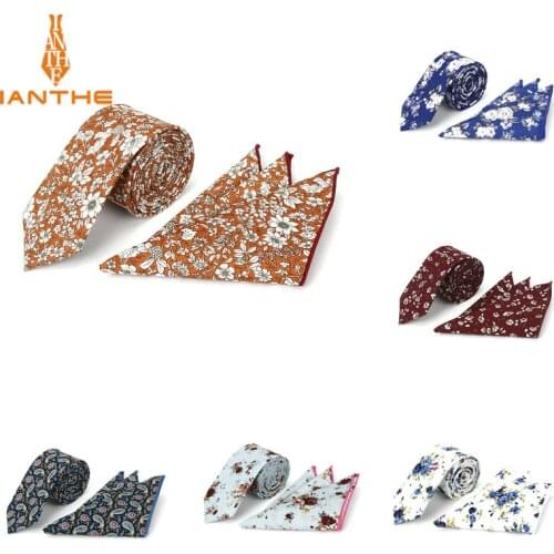 Floral Pocket Square Tie Sets Vintage Cotton Paisley Printed Handkerchiefs for Wedding Business Suits Hankies Neck Tie Set