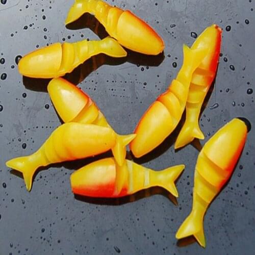 5-10pc/lot Carp Fishing Soft Lure 1.8g/45mm Three sections silicone bait Shad Fishing Worm Swimbaits Wobblers Jig Head Soft Lure