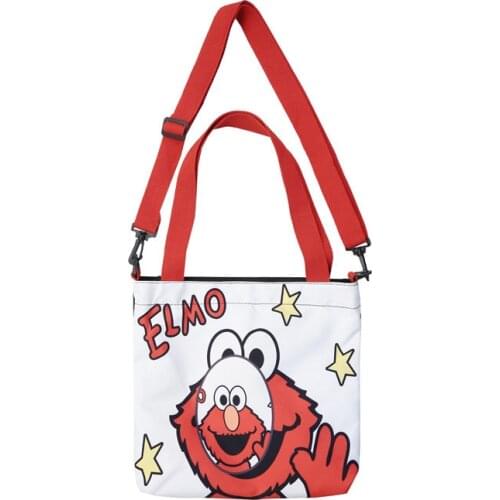 Sesame Street ELMO Scookie Monster Canvas Crossbody Shopping Bag Cartoon Non-woven Large Capacity Shoulder Tote Bucket Handbag