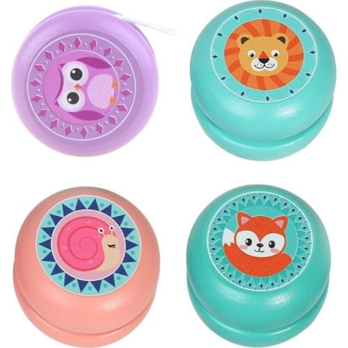 Wood Yo Yos Toys Animal Pattern Yoyo Ball Thread Control for Birthday Carnival Kids Children Prizes Gift