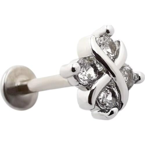 JHJT 1PC 16G 6/8mm G23 Titanium Labret Rings Lip Studs Piercing Ear Tragus Helix Cartilage Women Earrings Body Jewelry