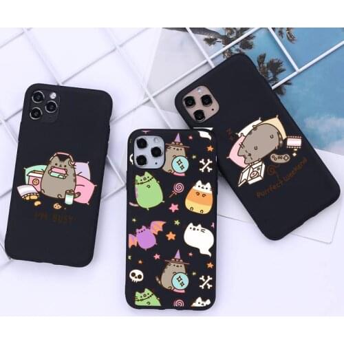 Cute Cartoon Cat Pusheens Phone Case for iphone 12 11 Pro Mini XS MAX 8 7 6 6S Plus X 5S SE 2020 XR cover