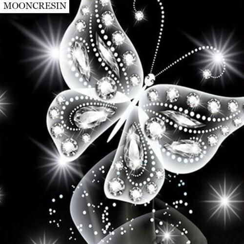 MOONCRESIN 5D Diy Diamond Painting Butterfly Colorful Full Square Diamond Embroidery Cross Stitch Kit of Rhinestone Mosaic Decor