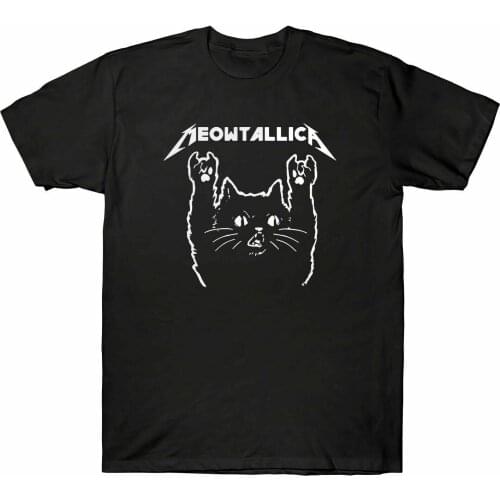 Cat Meowtallica Kittens Love Meow Cute Cat Rock Music Mens T-Shirt Cotton Tee