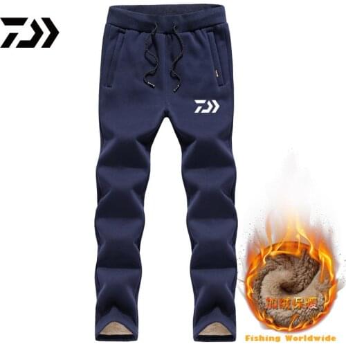 Men Winter Warm DAIWA Fishing Pants Outdoor Fleece Thicken Fishing Sweatpants Plus Size Sport DAWA Fishing Clothing