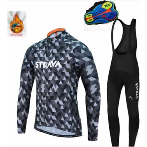 STRAVA Customize Waterproof Cycling Jacket Polyester Spandex Mens Outdoor Anti-odor Cycling Bibs Long Sleeve Cycling Jersey Set