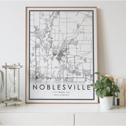 Noblesville Indiana IN USA city map Nordic Living Room Decoration Canvas Poster Modern Home Decor Art Print Painting