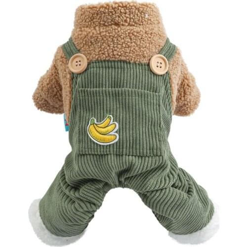 2021 New Lovely Clothes Winter Pet Hoodie Coat Jacket Warm Four-legged Banana Bib Pets vlothing for Teddy Bear Dog Cat Costume