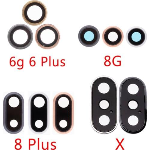 New Back Rear Camera Glass Lens Ring Cover For iPhone X 7 8 Plus 6 With Frame Holder Replacement Parts
