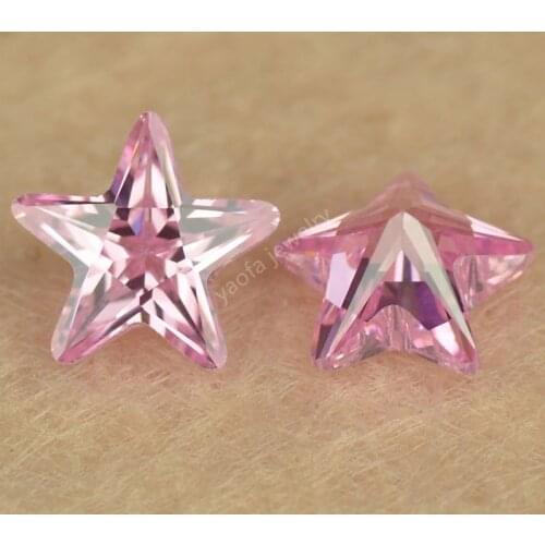 Wholesale 2*2~10*10mm Star Shape Pink Red Lab Created Cubic Zircon Stones Loose CZ Gems For DIY