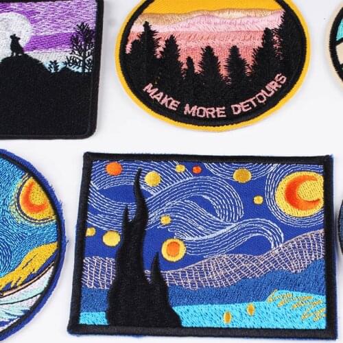 Adventure Travel Embroidered Patches For Clothing Iron On Patches On Clothes Stripes Outdoor Hiking Applique Badges Accessories