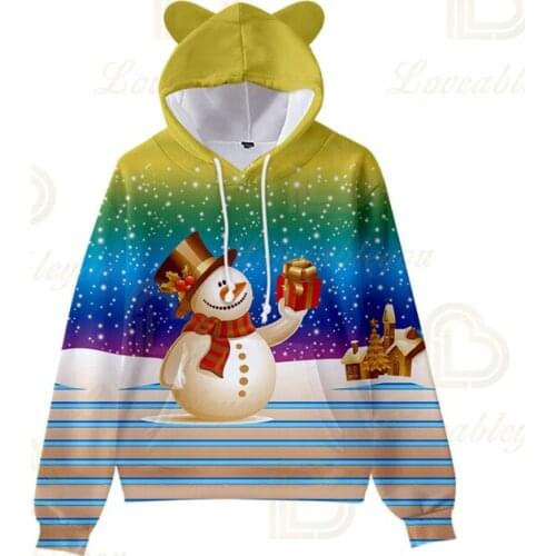 Christmas Mens Hoodie Mens 3D Printing Hooded Sweatshirt Fall Winter Fashion Snowman Hooded Pullover Childrens Clothing