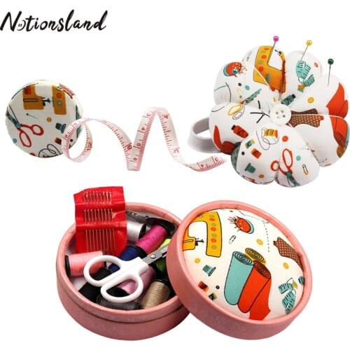 Sewing Accessories Pumpkin Shape Pin Cushion Retractable Tape Measure Ruler Sewing Kits Box DIY Craft Needlework Tool