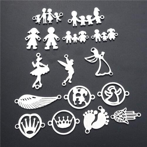 Stainless Steel Connectors DIY Jewelry Making Findings Component Spirit Family Members Parents Boy Girls Fairy Foot 5pcs a lot