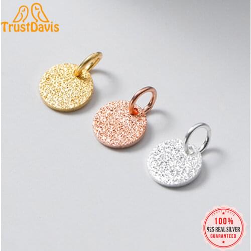 TrustDavis 2021 Fashion Real 925 Sterling Silver Sweet 6mm Wafer Charm Pendant Handmade DIY Accessories Jewelry Wholesale DZ210