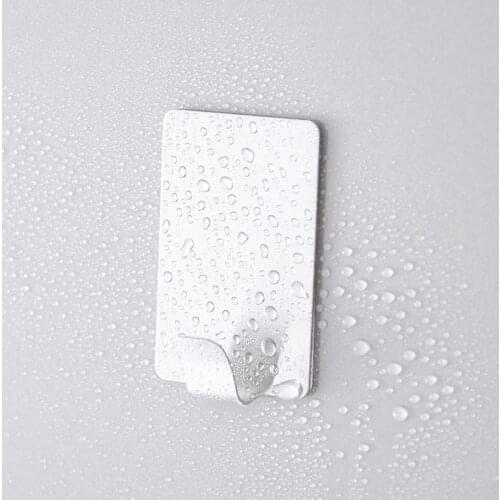 1Pc Household Wall-Mounted Brushed Stainless Steel Hooks Hanging Kitchen Bathroom Accessories Self-Adhesive Storage Hanger Hook