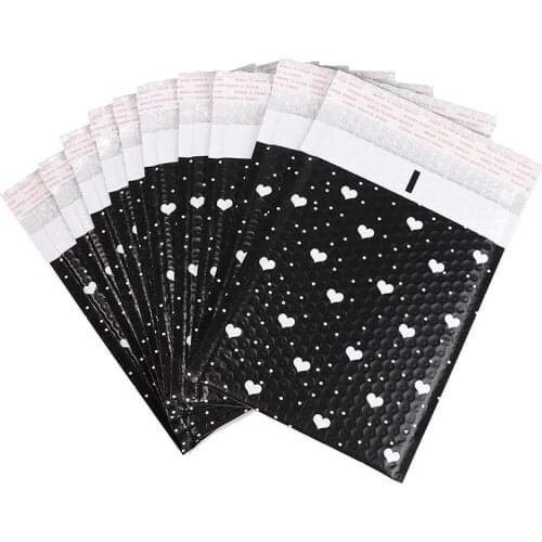 10pcs 7x9.2 IN Bubble Mailer Self Seal Padded Black Love Envelopes/mailing Bags