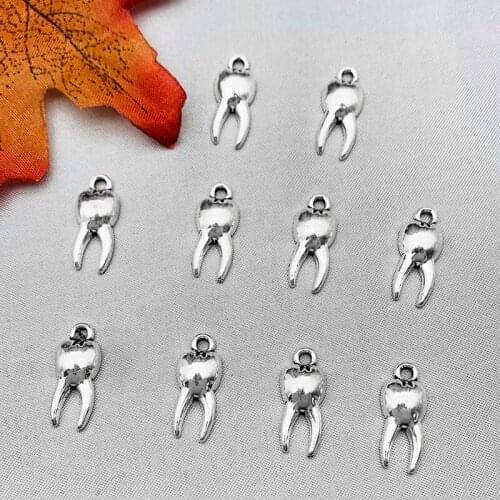 10Pcs Charms Antique Silver Color Zombie Teeth Handmade Craft Pendant For DIY Jewelry Making Accessorie Earring Necklace Making