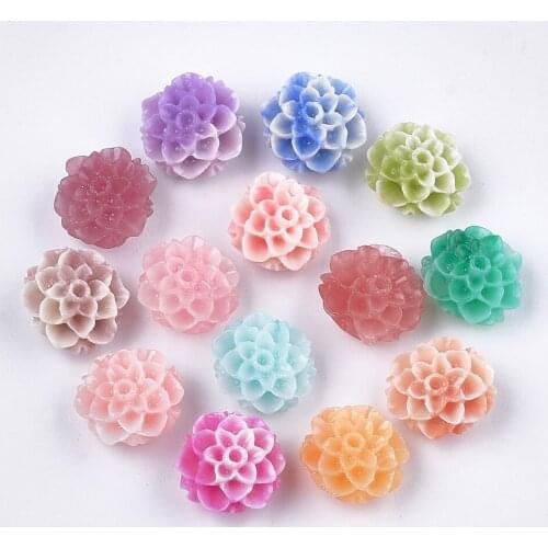 100pcs Synthetic Coral Beads Dyed Cabochon Lotus Flower Loose beads for Bracelet Earring Jewelry Making 10mm 12.5mm 15mm