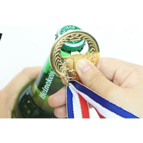500pcs No.1 Winner Gold Medal Bottle Opener Wine Openers Champion Beer Opener Creative Party Favors Attached a String