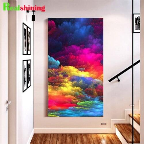 5D Diy Diamond Painting Abstract Art Colorful Clouds Cross Stitch Full Square Round Diamond Emeroidery Mosaic Home Decor N1586