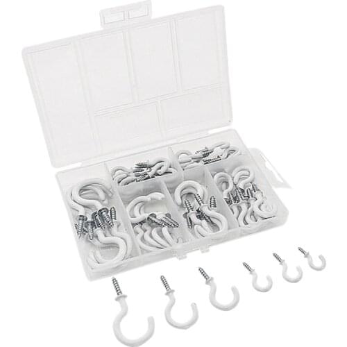 70PCS Ceiling Hooks Heavy Duty Screw Cup Hook for Bathroom Kitchen Wall Ceiling Hanging Various Size Combination Package