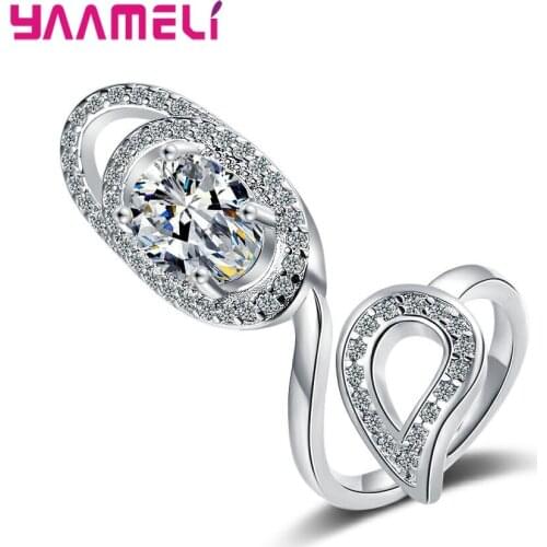 925 Sterling Silver Luruxy Resizable Wedding Engagement Rings For Women Girls CZ Crystal Trendy Jewelry Wholesale