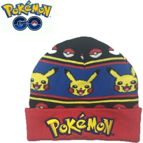 Anime Pokemon Pikachu Knitted Hat Pikachu Hip Hop Boy Girl Caps Winter Kids Hats Christmas Toys Souvenir Gifts Shipping Free