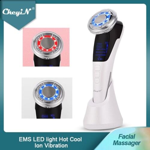 EMS LED light Facial Beauty Machine Hot Cool compress Face Lifting Anti Aging Wrinkles Removal LCD Display Skin Care Massager 48