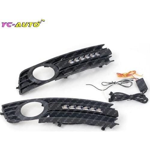 Car LED Front BumperCenter Lower Grille Cover Grilles Fog Light Grill Daytime Running Lamp For Audi A4 B6 2001 2002 2003-2005