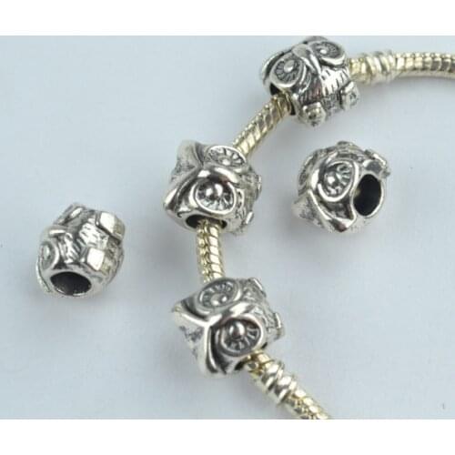 10 pcs alloy beads owl charm tibetan silver diy beads for European bracelet jewelry making 1841