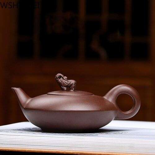 High grade 200ml Purple Clay teapot,Collection Art Handmade Yixing Zisha Elephant lid Pottery Filter Infuser Ceramic gift