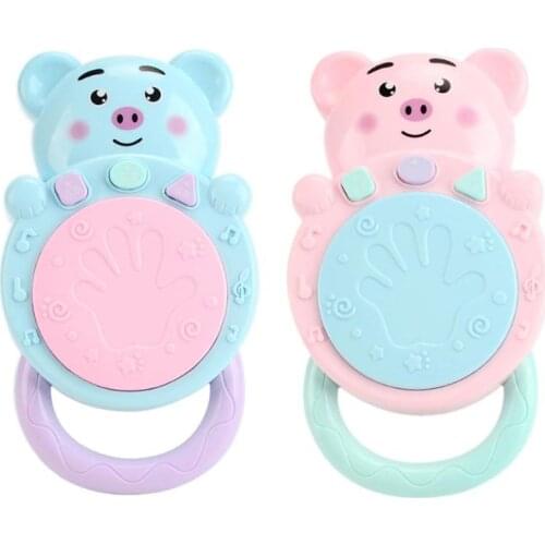 Baby Electric Music Light Hand Patting Drum Toy Parent-child interaction ABS Plastic Cartoon Pig Model Toy Infant Educational