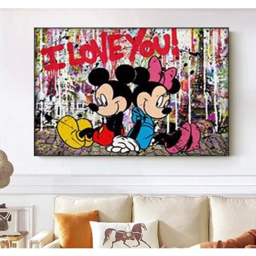 Disney Cartoon Mickey Mouse and Donald Duck Love Life Art Posters and Prints Canvas Painting Wall Art Picture for Children Room