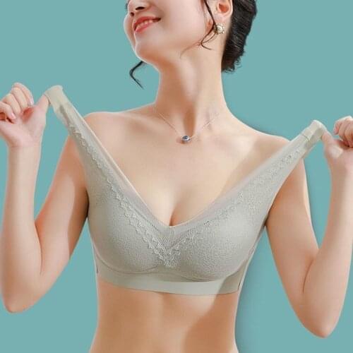 Womens Comfort Revolution Shaping Wirefree Bra Lace Seamless Lightly Lined V Neck Bralette for Fitness Non Slip M2