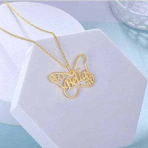 Customized Name Necklace Sexy Butterfly Pendant Personality Necklace For Women Stainless Steel Jewelry Gift For Girlfriend