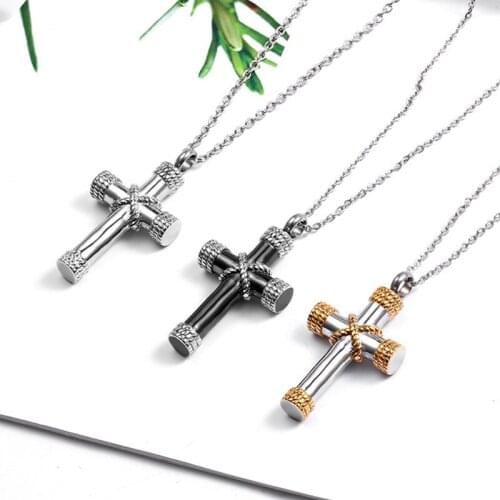Classic Cross Necklace Long Chain Necklaces for Women Men Jewelry Gifts Christ Jesus Religious Faith Pendant Stainless Steel