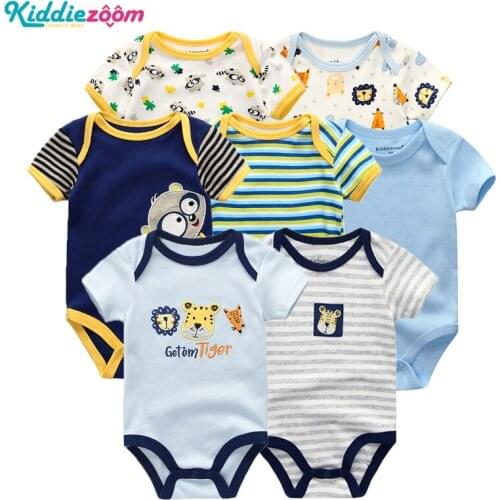 7PCS/Lot Uniesx Summer Newborn Baby Rompers Infant Boy Jumpsuits 100%Cotton Children Roupa bebe Baby Boy Clothes
