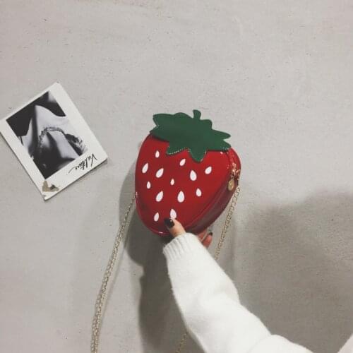 Chain Purse Women Shoulder Bag Gift Cosplay Lolita Bag Leather Mini Messenger Wallet Girl Luxury Handbag Cartoon Strawberry Bag