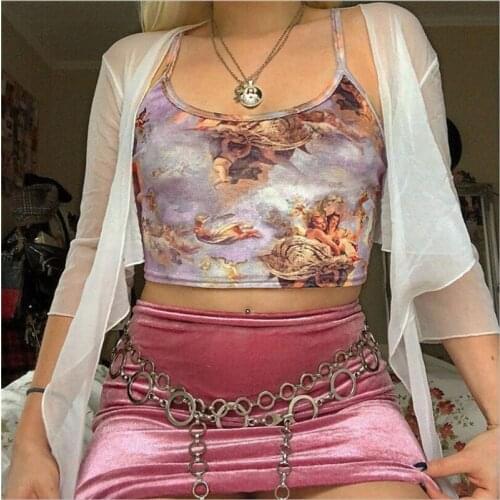 Womens Casual Tank Tops Strappy Bandeau Stretchy Vest Blouse Summer Sleeveless Printed Vest Blouse One Shoulder Crop Top Shirts