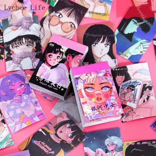 Lychee Life Cute Girl Stickers For Notebooks Stationery Laptop Craft Supplies Scrapbooking Material Paper Crafts