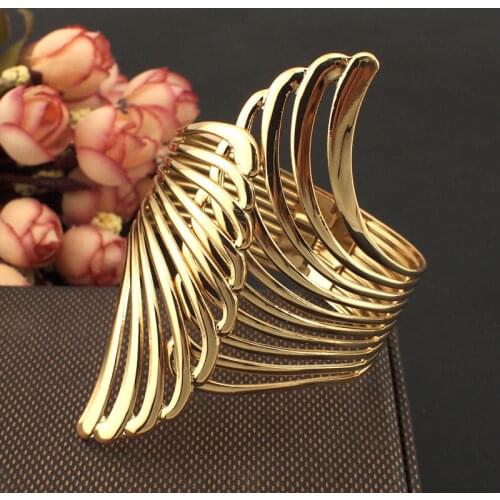Punk Style Fashion Bracelets Women Charm Jewelry Gold Color Alloy Cuff Bangles Dress Accessories UKMOC