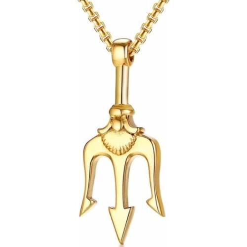 Neptune Trident Pendant Necklace in Stainless Steel for Men Statement Necklaces Sea Lover Gift