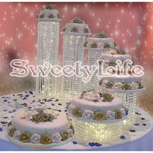 Diameter 11.8" 13.8" Wedding Decoration Crystal transparent acrylic cake holder 6pcs/set Birthday Cake Stand