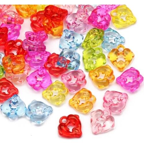 Dolphin Heart Shape Transparent Colorful Acrylic Pendants Loose Spacer Beads For Jewelry Making Handmade Diy Necklace Supplies