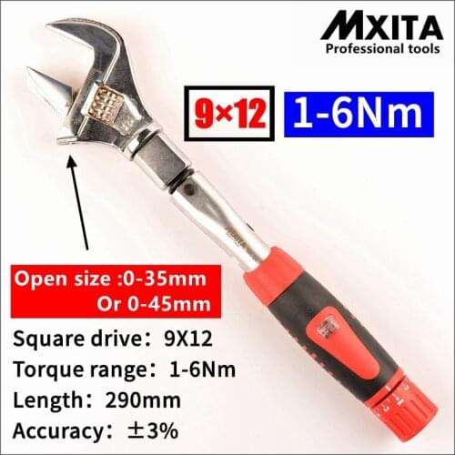 9X12 1-6Nm Adjustable Insert Ended head Torque Wrench Interchangeable Torque Wrench Hand Spanner