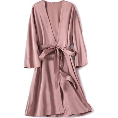FemaleIntimateLingerieSleepwear Silky Bridal WeddingGift Casual KimonoBathrobe GownNightgown SexyNightwear Silk Robes for Women