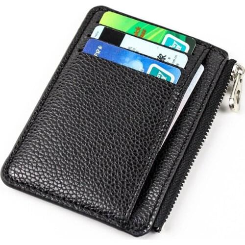 Slim Wallet Purse PU Leather Women Card Holder Leather Unisex Zipper Business Card Case Men Credit Mini Bank Cards Holder